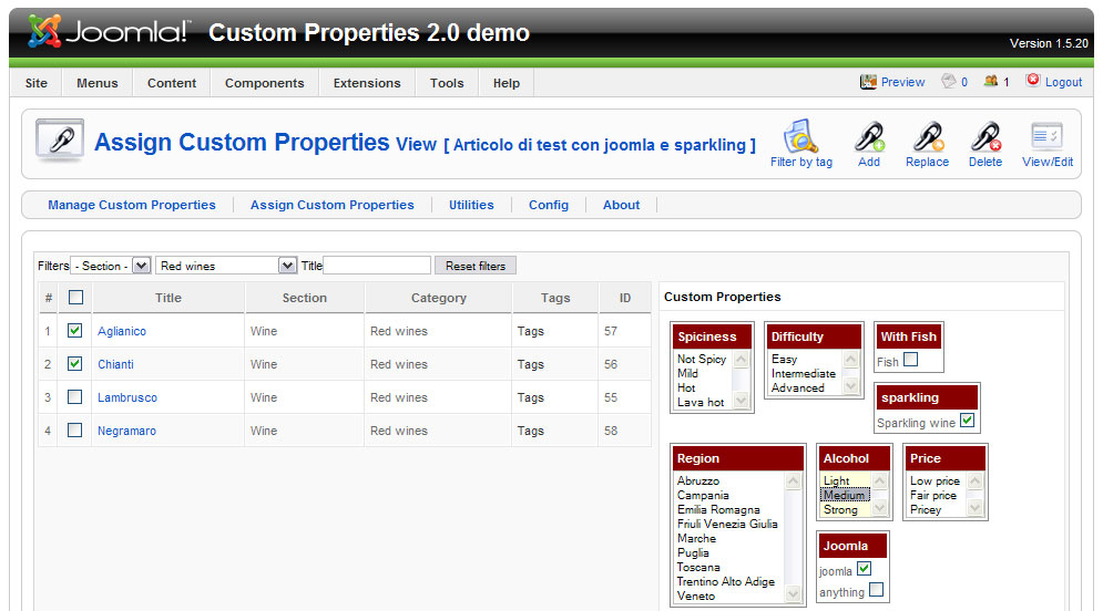 Custom Properties Assign Tags